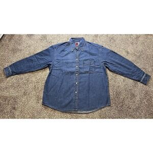 Vintage Sunbelt Denim Button Up Shirt Long Sleeve Sz Lrg. Made In Hong Kong NWOT